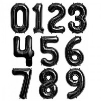 Шары цифры с гелием от 0 до 9, Черные, 86 см (арт 1207-0005)