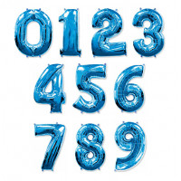 Шары цифры с гелием от 0 до 9, СИНИЕ, 86 см (арт 1207-0007)