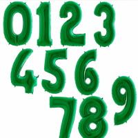 Шары цифры с гелием от 0 до 9, Зеленые, 86 см (арт 1207-0014)