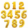 Кульки цифри з гелієм, фольгована фігура цифра від 0 до 9, колір золото