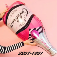 Рожева пляшка шампанського фольгована фігура з гелієм розміром 83х43 см