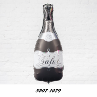 Чорна пляшка шампанського - фольгована фігура з гелієм розміром 42х80 см